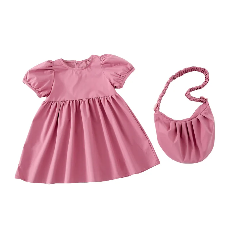 

Children's Skirts South Korea 2021 new girls' summer dresses Baby Short-sleeved Skirts + Bags