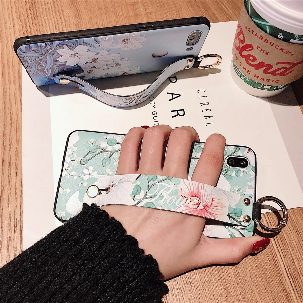 Wrist Strap for IPhone X XR XS MAX Phone Case Lily Orchid Wristband Flower Iphone 11proMAX 7 8 6S Plus Soft Cover |