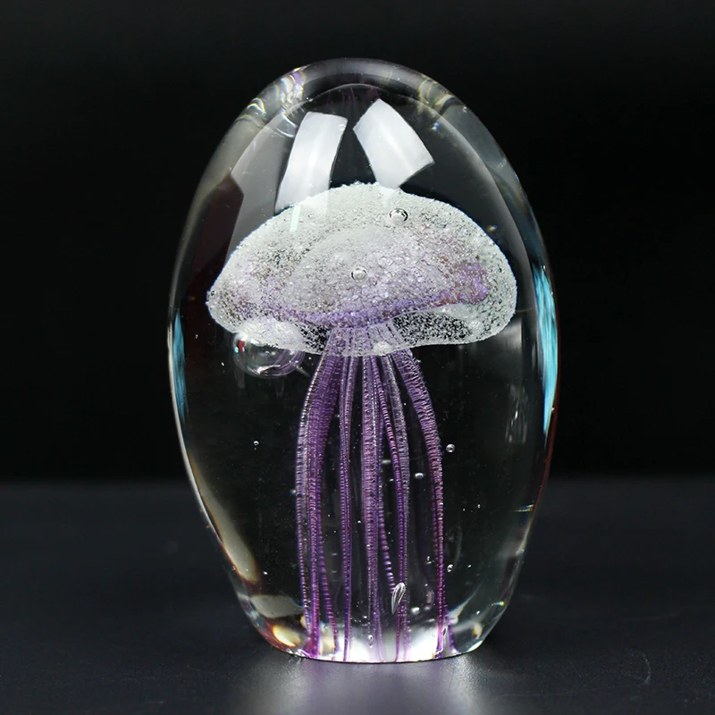 colored handmade glow glass jellyfish figurines paperweight aquarium crystal fengshui home decoration free global shipping