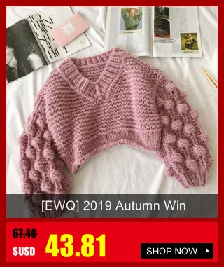 [EWQ] Модные Новые осенне-зимние однобортные кардиганы с длинными рукавами и v-образным вырезом Повседневный вязаный женский свитер AC237