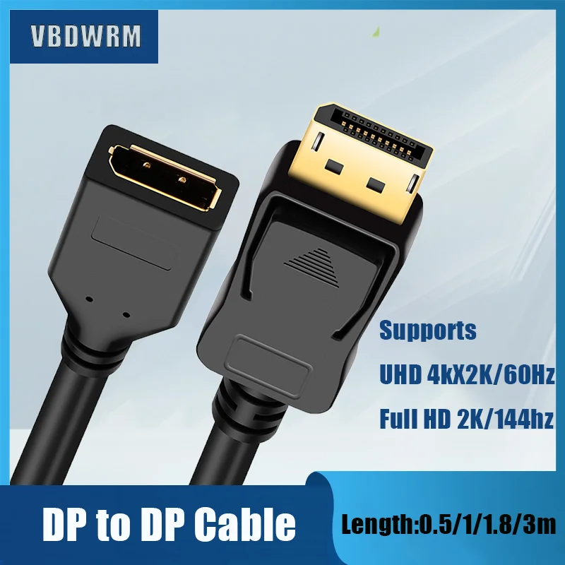 

4K DisplayPort Cable DP 1.4 Cable 4K@144Hz High Speed Fiber Slim & Flexible DP to DP Cable Extension Displayport Male to Female