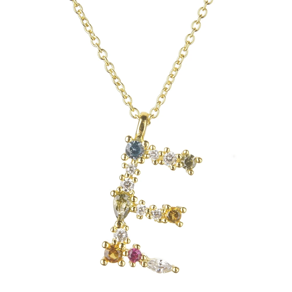 Gold E Altruist 925 пробы серебро I Am Initial C P кулон Nekclace Красочный Кристалл Мини-проба Длинная цепочка регулируемое ожерелье ювелирные изделия - Окраска металла: Gold E