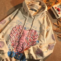 pullover long sleeve top leisure trend personalized printed hooded sweater coat y2k 2021 autumn new korean loose sweater