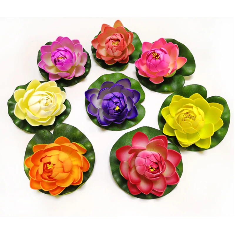 Искусственный Поддельный Лотос водяные лилии шелк плавающие цветы голова листья