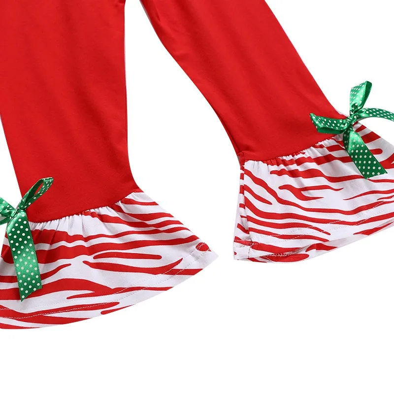 Autumn Children Girl Clothes Set Long Sleeve Christmas Santa Claus Print T-shirt Trousers Toddler Casual Outerwear | Детская одежда и
