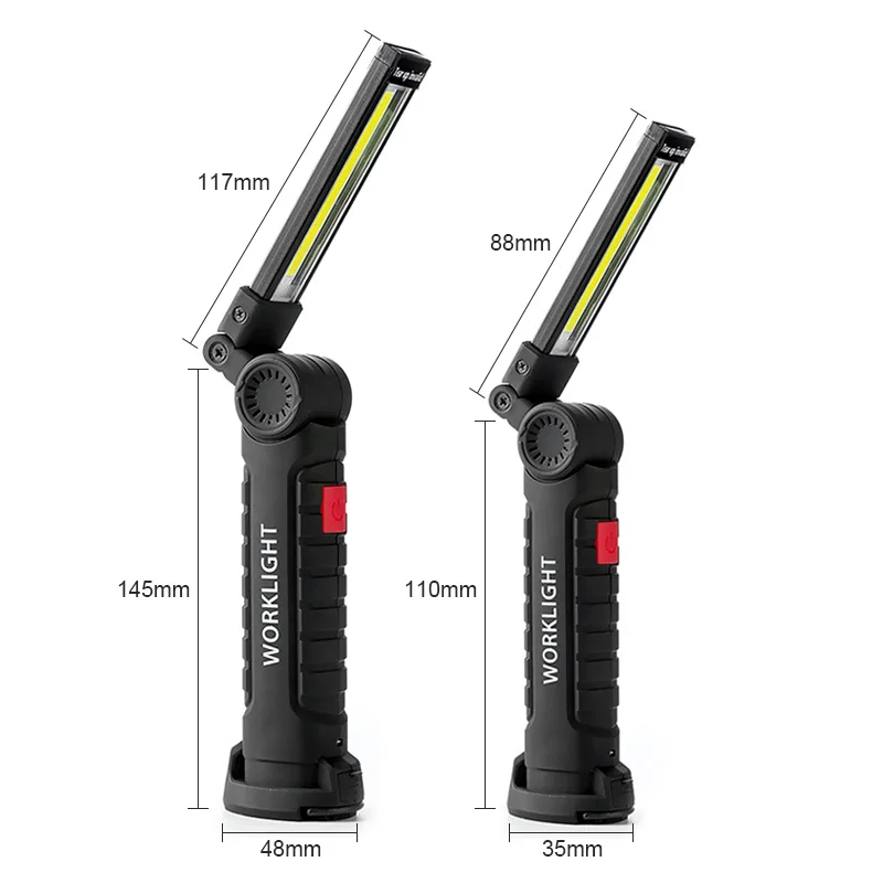 

COB LED Flashlight Work Light USB Rechargeable with Built-in Battery Set Multi Function Folding Camping Torch Magnet Lamp