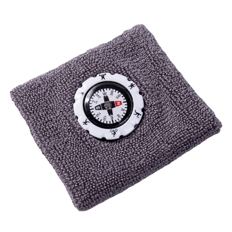 Outdoor Compass Wristband Sports Sweat-Absorbent Cotton Survival Bracelet Sweat Bands for Hiking Hunting Camping | Спорт и