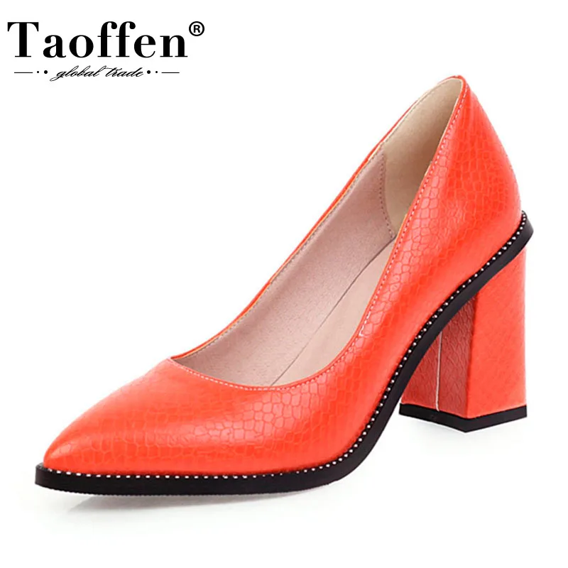Женские туфли лодочки без застежки TAOFFEN весенние размеров 31 43 на толстом высоком