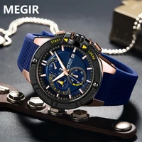 megir top brand watch men silicone chronograph quartz men watches clock hour relogio militar reloj hombre relogio masculino 2095