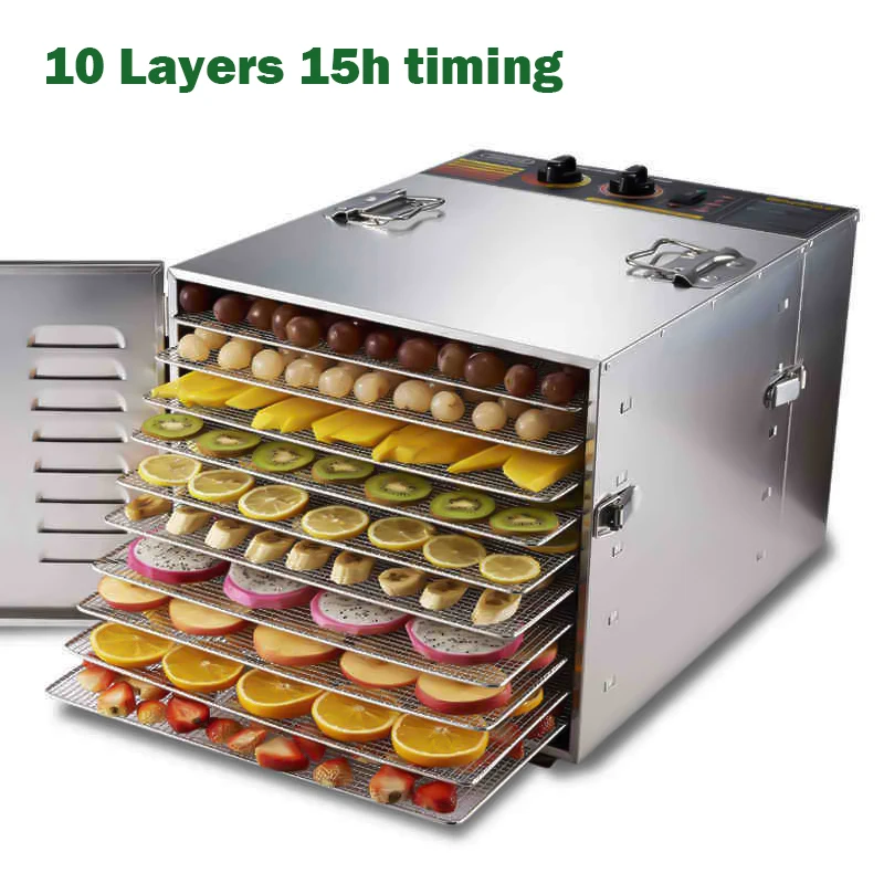 10 Layers 15h timing Главная сушилка для овощей и фруктов Электрический мясо сушильные машины ГРМ Нержавеющая сталь Сушилки 6/10/16 слоев Еда Дегидратор - Цвет: 10 Layers 15h timing