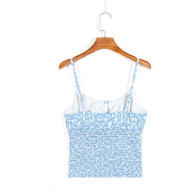 

Summer women's camisole casual flower print bow decoration camisole