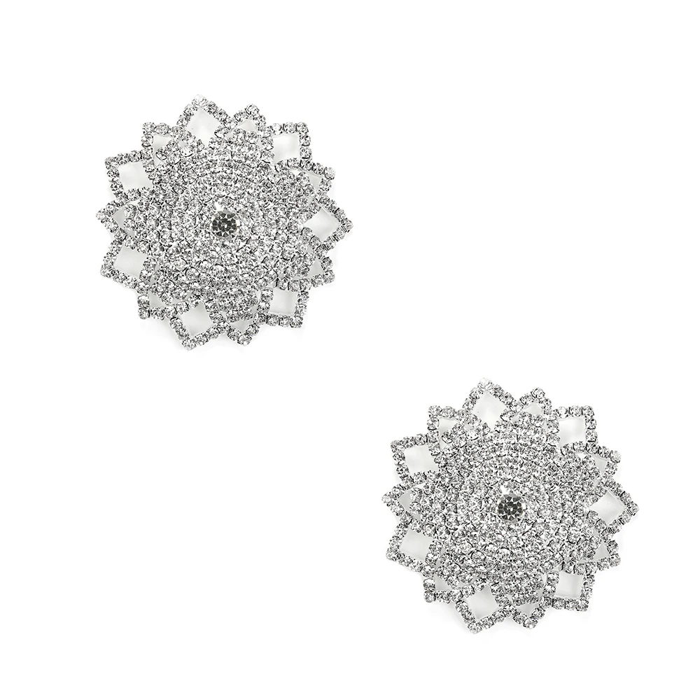 1 Pair Silver Rhinestone Nipple Cover New Sexy Women Nipple Pasties Breast Protector Self Adhesive Reusable Wear Nipple Stickers