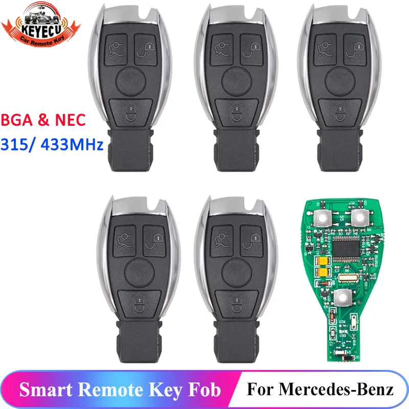 

KEYECU Keyless Auto Remote Key Support NEC and BGA Smart Key Fob 3 Button 315MHz 433MHz For Mercedes Benz 2000+ Year KYDZ
