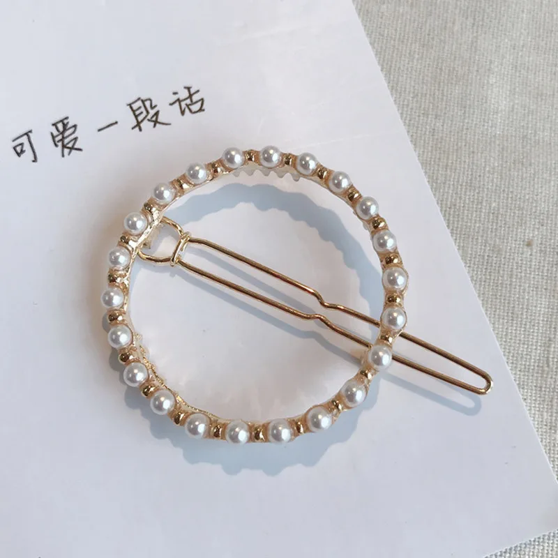 

[Xwen] 2021 New Fashion Geometric Pearl Hairpin For Women Adult Girl Bangs Side Clip All-match Hair Accessories OH1089