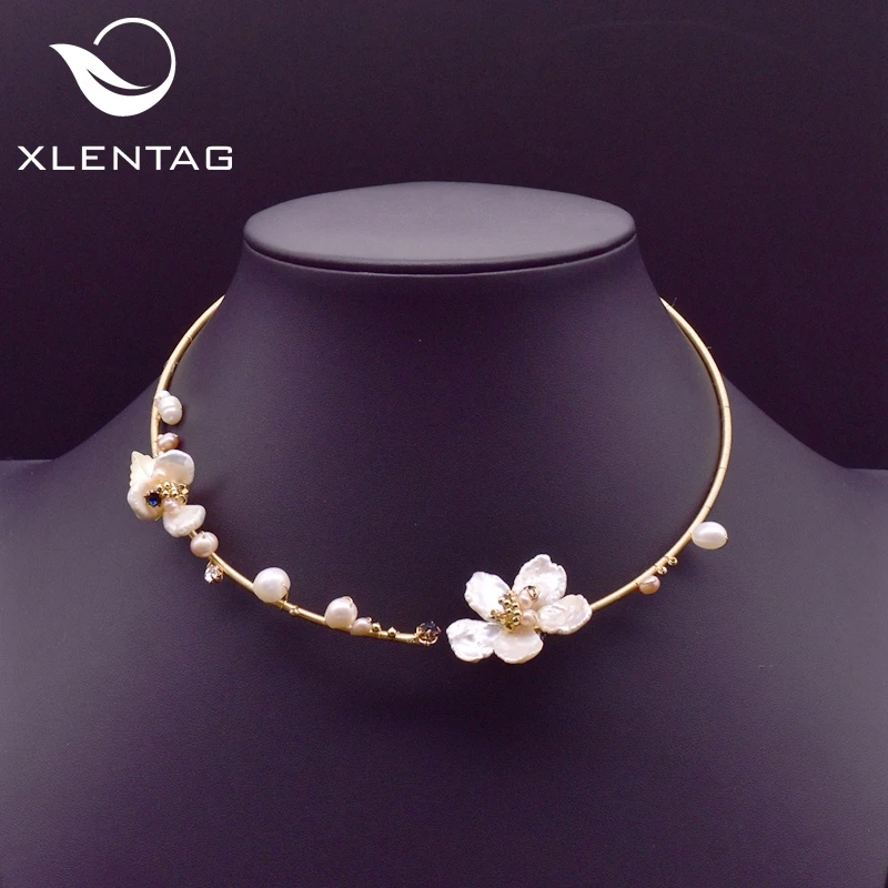 Женские жемчужные ожерелья XlentAg колье в стиле барокко с цветами Свадебный чокер