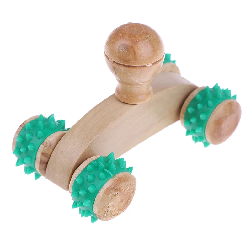 

1Pcs Massager Relaxing Hand Foot Head 4 Solid Wooden Roller Body Face Massage Tool Reflexology Foot Massage Color Random
