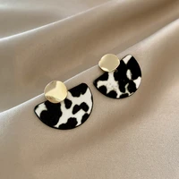 trendy fashion new french leopard print geometric earrings autumn and winter female temperament pendant earrings