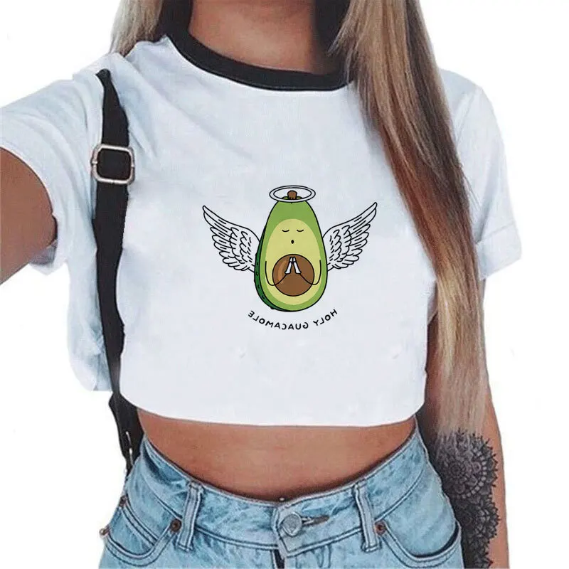 

TULX New Top Women's Avocado Print Spring and Summer Top 2021 Women's T-shirt Fashion