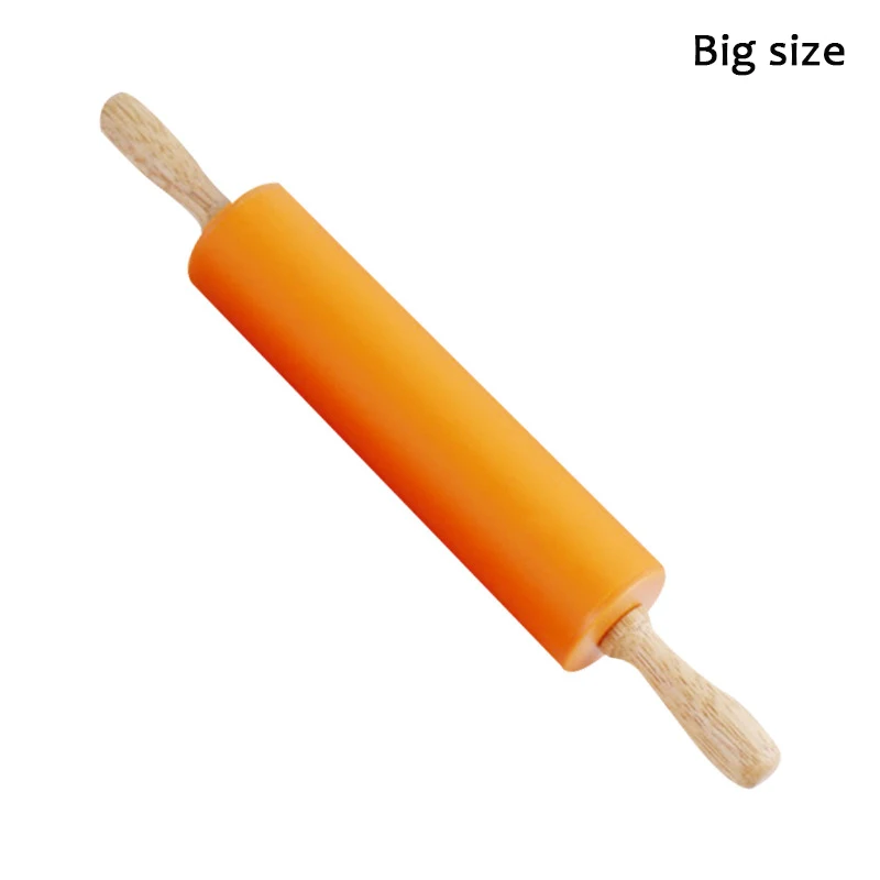 30cm orange Силиконовые скалки, деревянные руки скалка для торта, deegroller, помадка ролик, тесто ролик, patisserie outils аксессуары - Цвет: 30cm orange