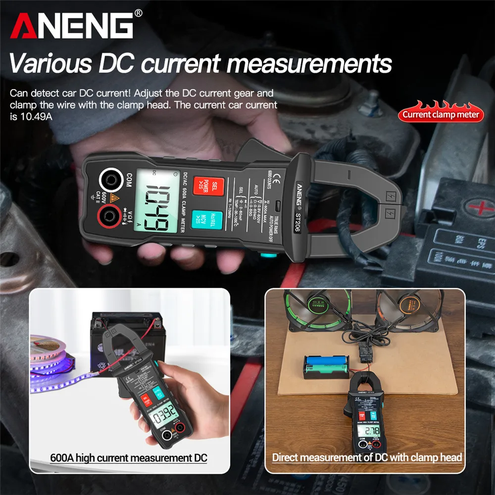 ANENG ST206 6000 Counts True RMS Amp DC/AC Current Clamp Measure Amperimetro Tester Voltmeter Digital Multimeter Clamp Meter