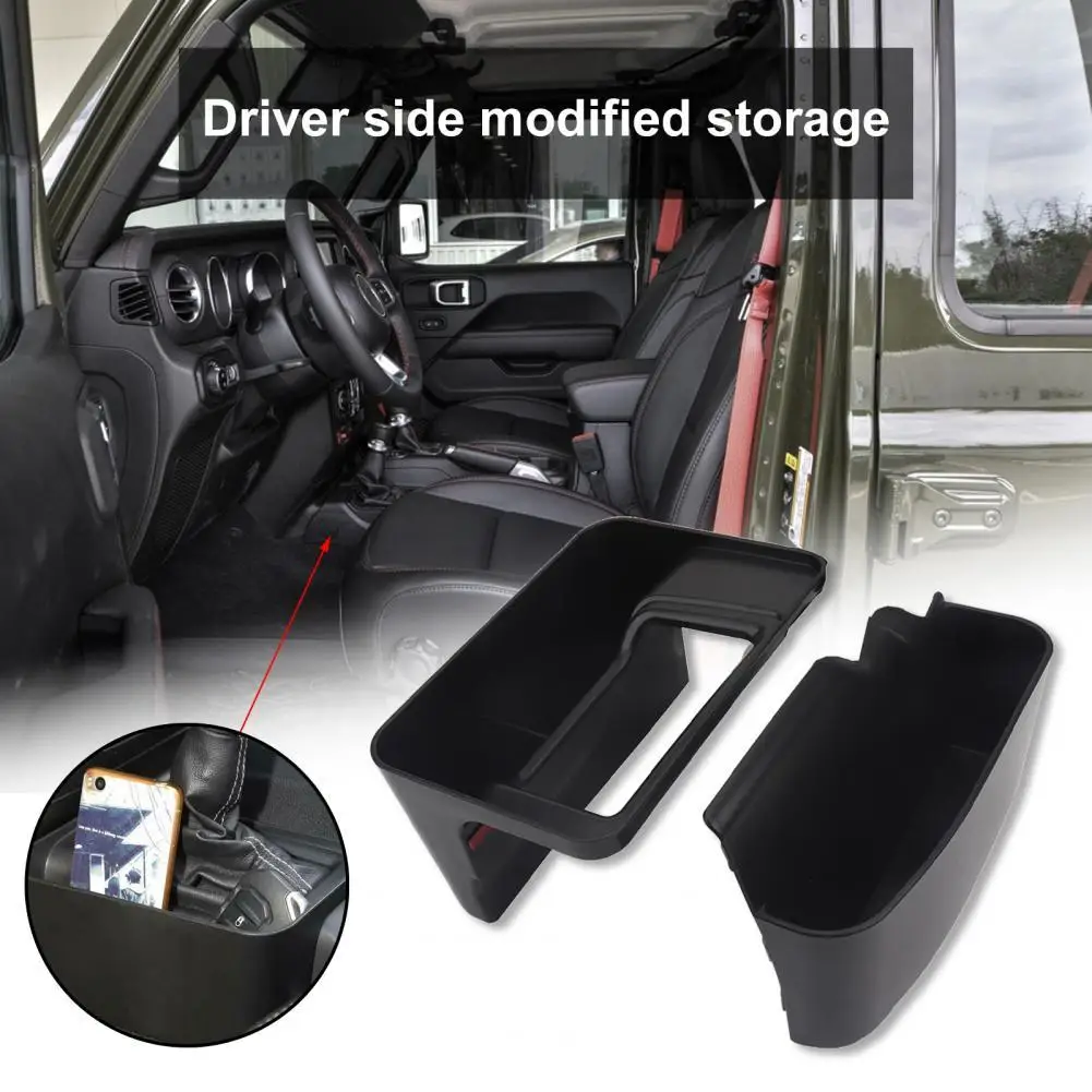

2Pcs Practical Storage Box Convenient Compact ABS Gear Shift Transmission Tray Non-slip for Jeep Wrangler JL JLU JT 2018-2020