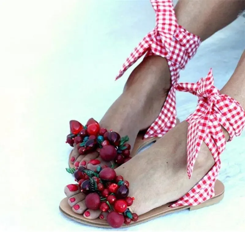 

comemore 2021 Sandals Women Flat Sandals Ankle Strap Handmade Beaded Special Women's Shoes Beach Sandals Plus Size Bling Pearl