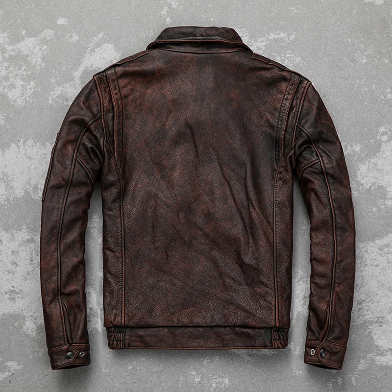 Мужская кожаная куртка GU.SEEMIO из 100% натуральной воловьей кожи верхняя