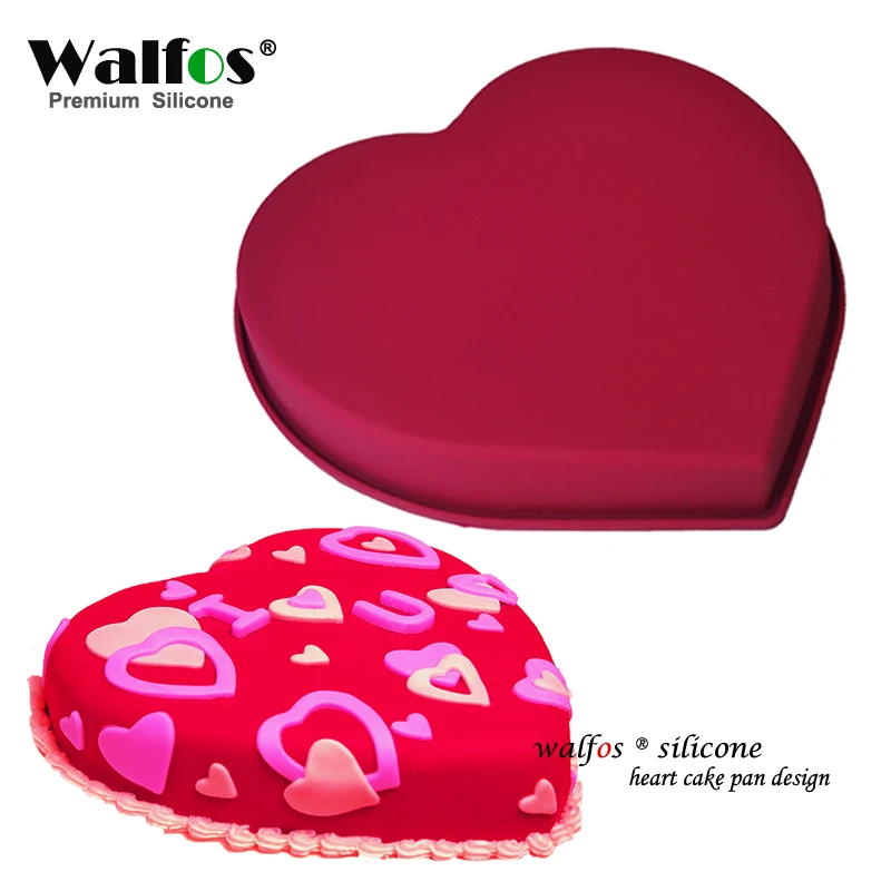 

Walfos Food Grade Love Heart Shaped Silicone Cake Mold Cake Pan Non-stick Baking Mousse Pan Mould Dessert Decoration Tools