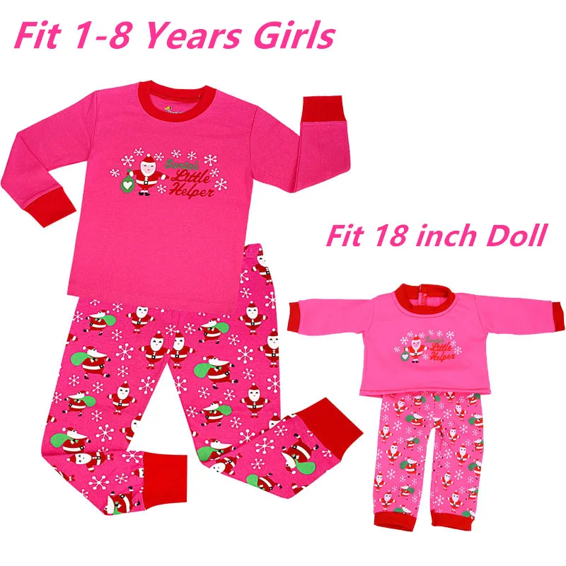 

2021 Baby Girls Christmas Pyjamas Sets Kids Reindeer Matching Girls&18 inches Doll Pajama Sets Pyjamas Kids Xmas Pijamas Kids