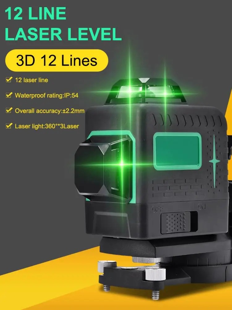 

Laser Levels 3D 12Lines Green Self-Leveling 360 Horizontal And Vertical Cross Super Powerful Green Laser Beam Line