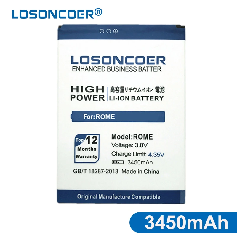 Сменный литий ионный аккумулятор LOSONCOER 3450 мАч для UMI ROME X ROMEX|Аккумуляторы