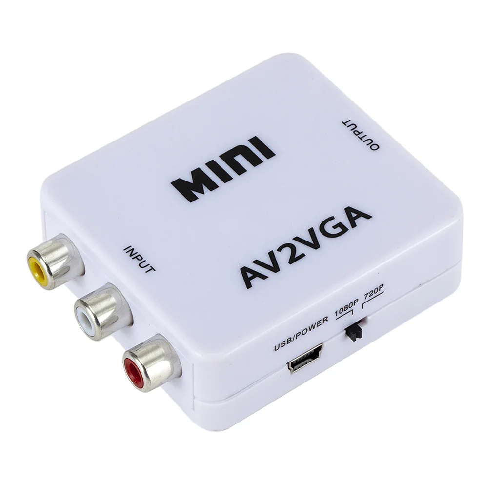 Мини видеоконвертер 1080P RCA AV на VGA видеопреобразователь с 3 5 мм аудио AV2VGA / CVBS +