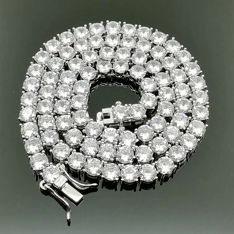 

MISSFOX 1 ряд 5 мм цепочка для тенниса со льдом Золото Серебро Цвет хип-хоп ювелирные изделия AAA кубический циркон медный материал ожерелье для м...
