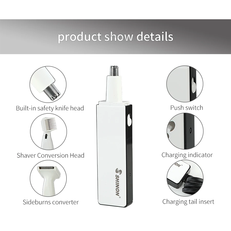 3 в 1 портативный Перезаряжаемый триммер для носа ушей беспроводной мужской