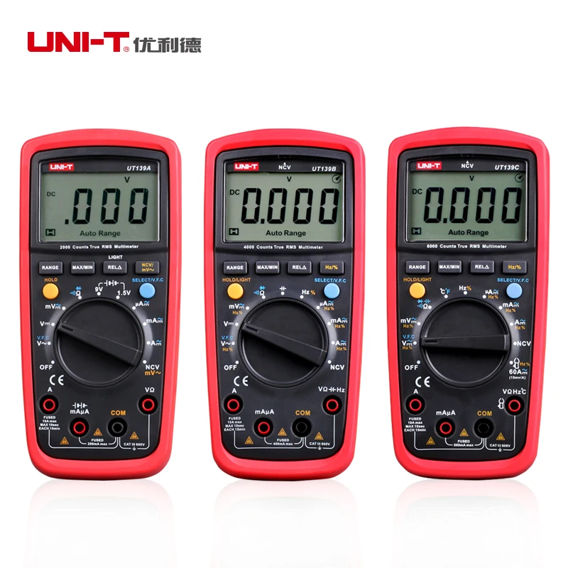 

UNI-T UT139A/UT139B/UT139C/UT139D/UT139E/UT139S True RMS Digital MultimeterMAX/MIN/REL modes Auto/manual ranges selectable