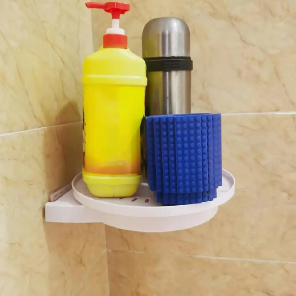 

Kitchen Bathroom Punch Free 360 Degree Rotating Triangle Shelf Storage Rack