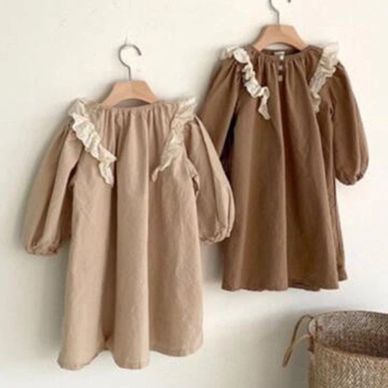 Детское кружевное платье с длинным рукавом на возраст 1-6 лет весна-осень 2021 |