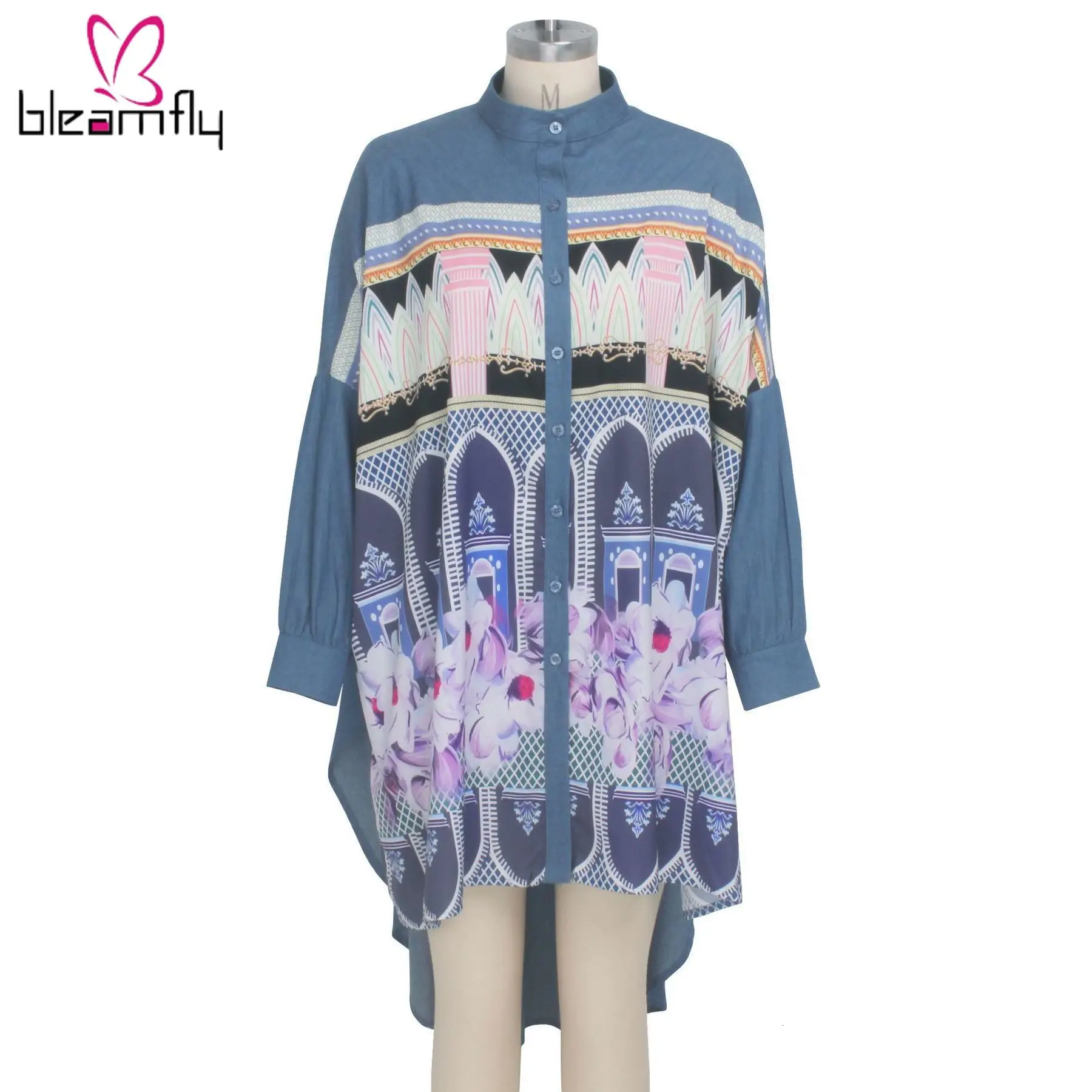 Женские новые летние винтажные с цветочным принтом Длинные рукава обычный подол