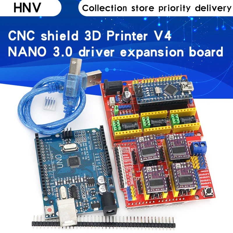 Плата расширения драйвера NANO 3 0 CNC shield V3 V4 Для гравировального 3D принтера + A4988/DRV8825