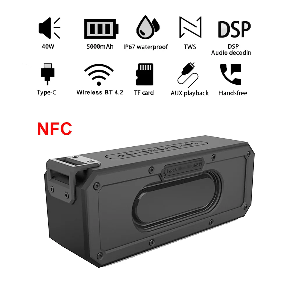 

Bluetooth-Колонка X3PRO TWS, 40 Вт, 5000 мА ч, с микрофоном