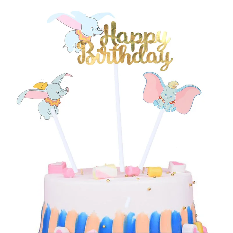 Дисней Дамбо торт украшения подключаемого модуля с рисунком из аниме синий слон