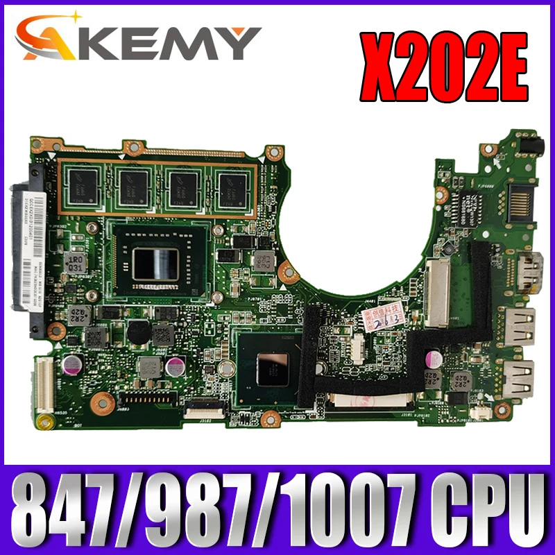 

Материнская плата Akemy X202E для ноутбука ASUS X202EP X202E X201E S200E X201EP, оригинальная материнская плата 4GB-RAM 847/987/1007 ЦП