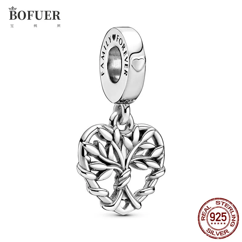 

Family Tree Pendant 925 Sterling Silver Heart Family Tree Dangle Charm fit Original Pandora Bracelet Necklace Silver 925 jewelry