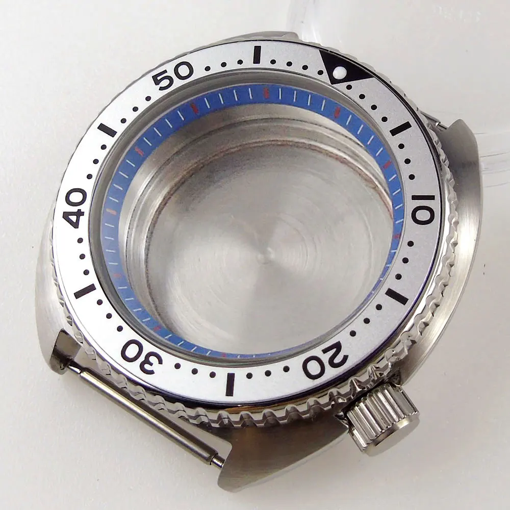 БЛИГЕР 45 мм Корпус автоматических часов подходит для движения NH35A NH36A серого вставки сапфировый кристалл щеткой завинчивающейся коронки.