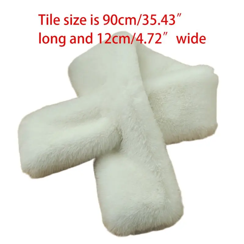 

Women Winter Thicken Faux Rabbit Fur Solid Color Scarf Cross Collar Shawl Wraps