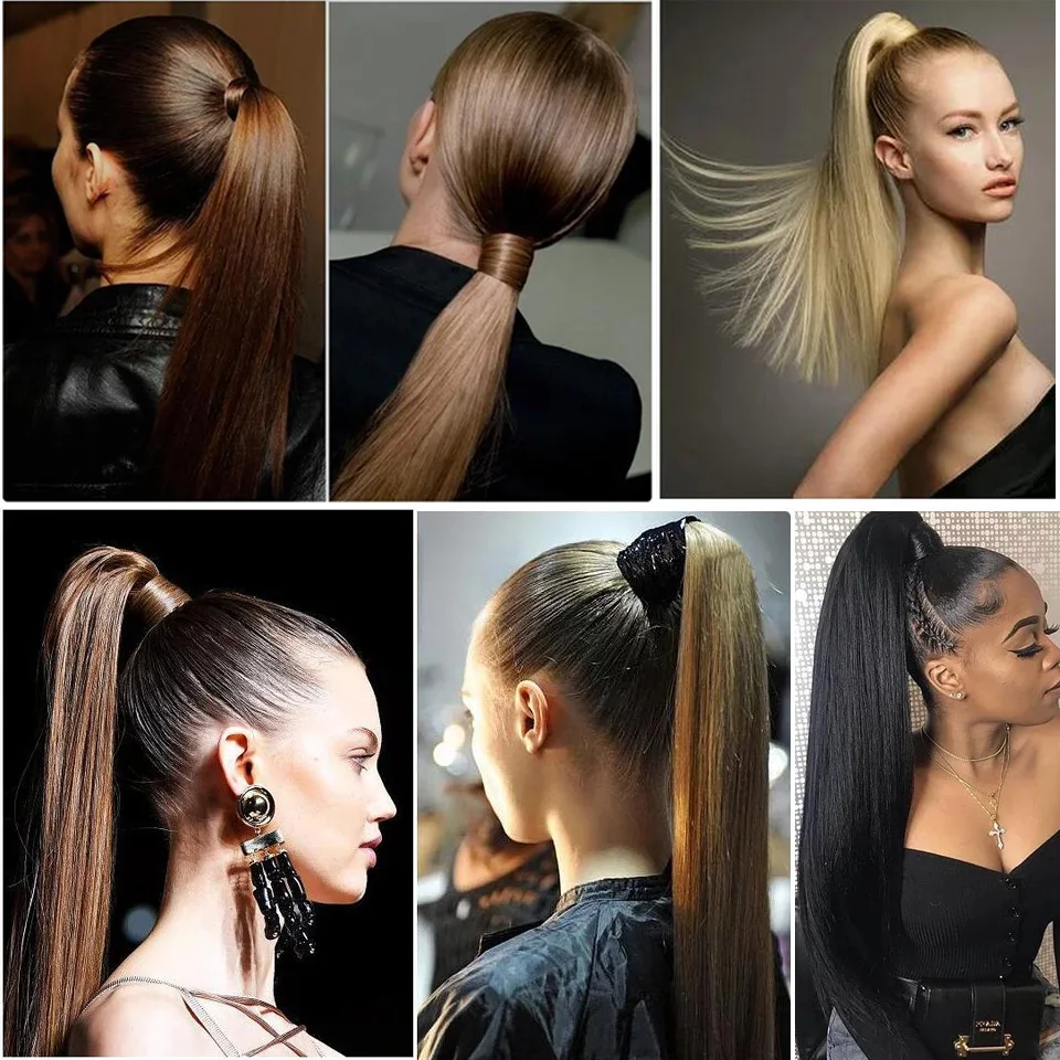 

LVHAN Long Silky Straight Ponytails In Synthetic Tail Heat Resistant Fake Hair lengthening Hairpiec Ponytails hair extension