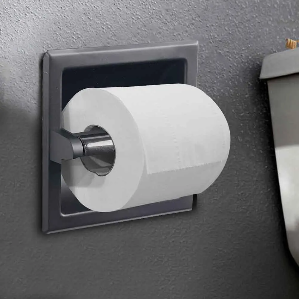 

Office Wall Recessed Home Kitchen Easy Install Rear Mounting Toilet Paper Holder Bathroom Accessory Hotel Stainless Steel