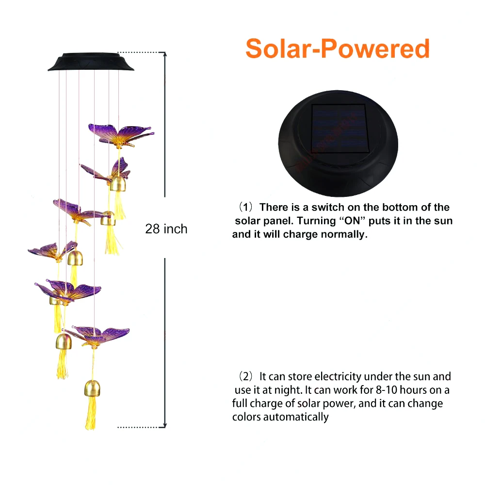 

Solar Lamp Changing Color Wind Bell LED Solar Courtyard Wind Bell Lamp Outdoor Garden Camping Hanging LED Light