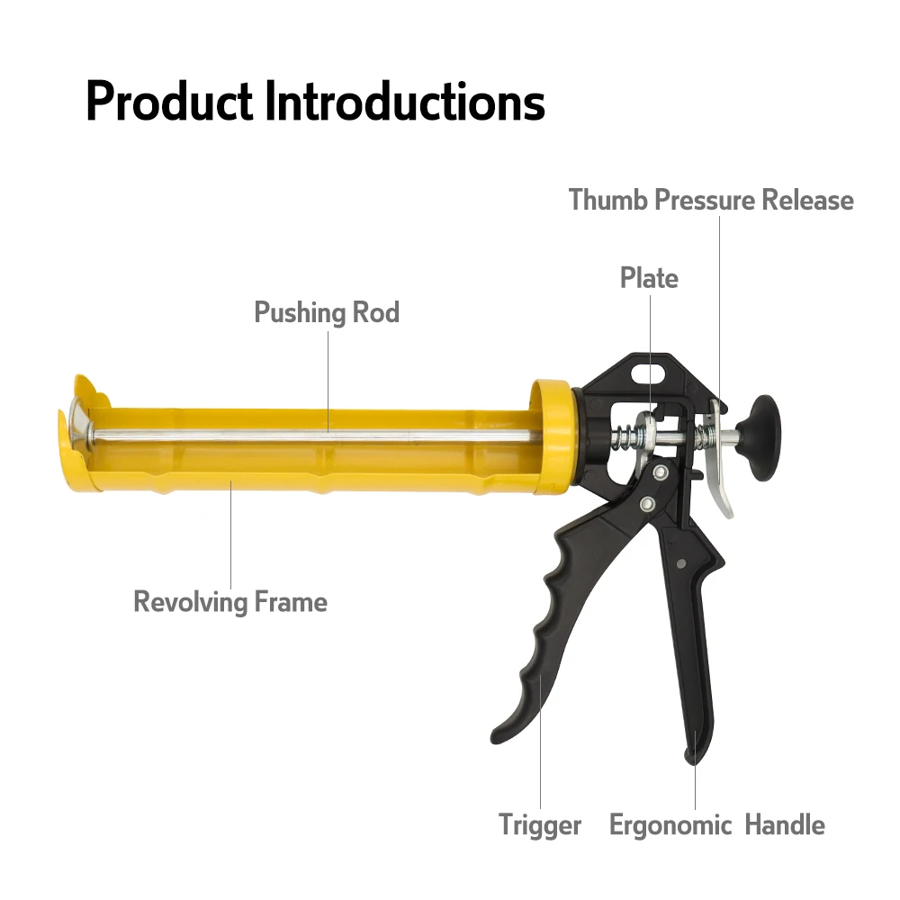 Brakeman 230mm 9 in. Heavy Duty Professional Caulk Gun Cradle Style Rotating Type  caulking tool  resin gun  caulking nozzle