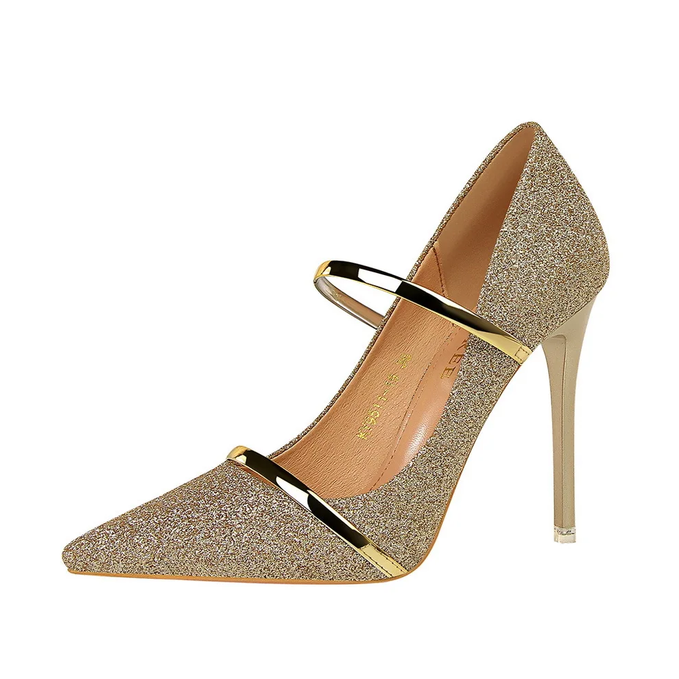 LTARTA/пикантные туфли на высоком тонком каблуке с острым носком и блестками для